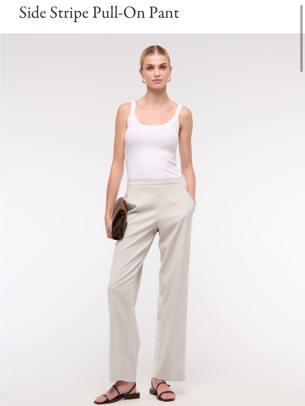 Abercrombie & Fitch Light Beige Side-Stripe Pull-On Trousers